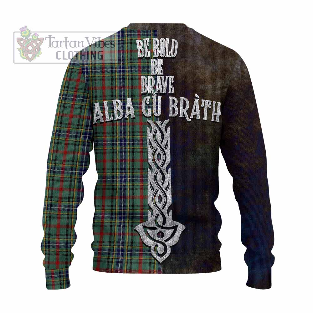 Bisset Tartan Family Crest Knitted Sweater Alba Gu Brath Be Brave Lion Ancient Style - Tartan Vibes Clothing