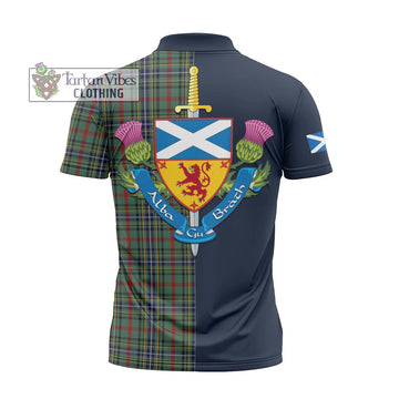Bisset Tartan Zipper Polo Shirt Alba with Scottish Lion Royal Arm Half Style - Tartan Vibes Clothing