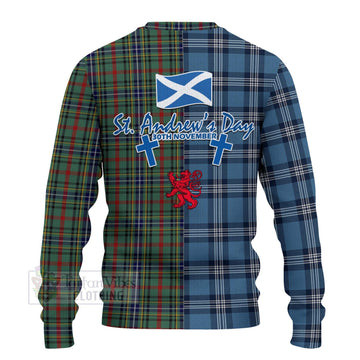 Bisset Tartan Knitted Sweater Happy St. Andrew's Day Half Tartan Style - Tartan Vibes Clothing