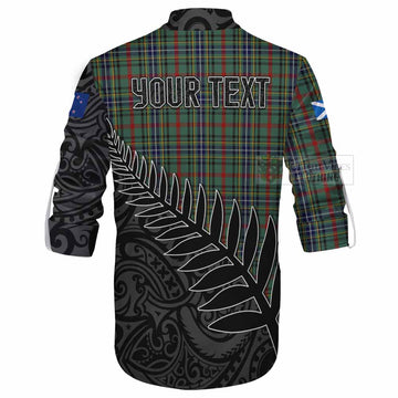 Bisset Crest Tartan Ghillie Kilt Shirt with New Zealand Silver Fern Half Style - Tartan Vibes Clothing