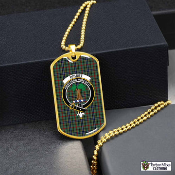 Tartan Vibes Clothing Bisset Tartan Dog Tag Necklace with Family Crest