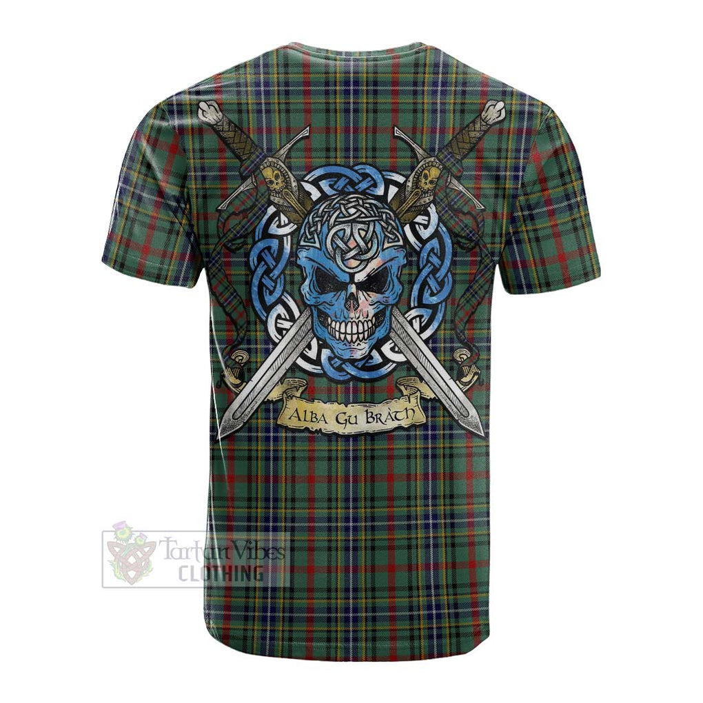 Bisset Tartan Cotton T-shirt with Family Crest Celtic Skull Style Men's Shirt - Tartan Vibes Clothing