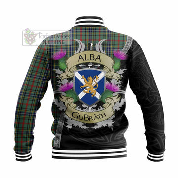 Bisset Tartan Family Crest Baseball Jacket Lion Rampant Royal Thistle Shield Celtic Inspired - Tartan Vibes Clothing
