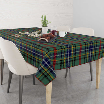 Bisset Tartan Tablecloth with Clan Crest and the Golden Sword of Courageous Legacy - Tartan Vibes Clothing