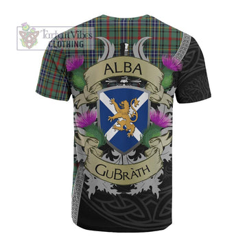 Tartan Vibes Clothing Bisset Tartan Family Crest Cotton T-shirt Lion Rampant Royal Thistle Shield Celtic Inspired