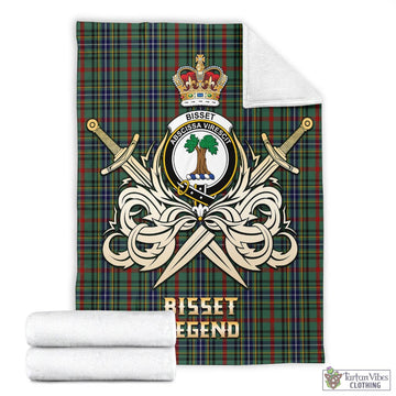Bisset Tartan Blanket with Clan Crest and the Golden Sword of Courageous Legacy - Tartan Vibes Clothing