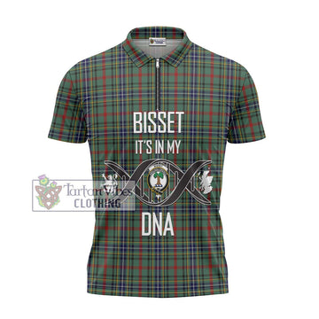 Bisset Tartan Zipper Polo Shirt with Family Crest DNA In Me Style - Tartan Vibes Clothing
