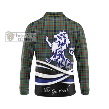 Bisset Tartan Long Sleeve Polo Shirt with Alba Gu Brath Regal Lion Emblem - Tartan Vibes Clothing