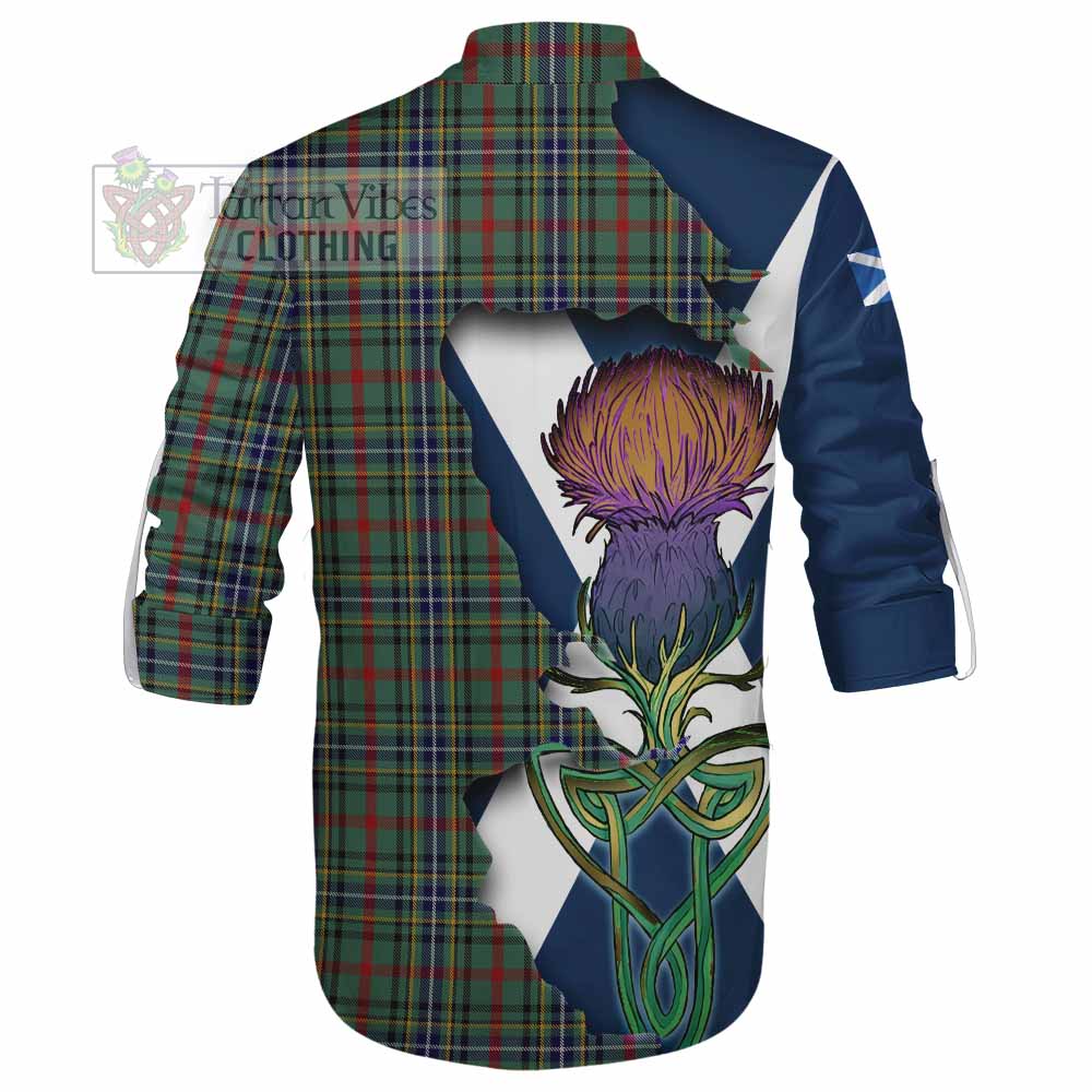 Tartan Vibes Clothing Bisset Tartan Family Crest Ghillie Kilt Shirt Scottish Thistle Celtic Inspired