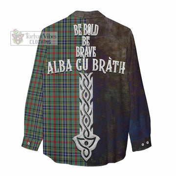 Bisset Tartan Family Crest Women's Casual Shirt Alba Gu Brath Be Brave Lion Ancient Style - Tartan Vibes Clothing