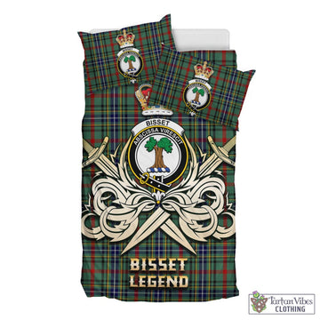 Tartan Vibes Clothing Bisset Tartan Bedding Set with Clan Crest and the Golden Sword of Courageous Legacy