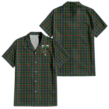 Bisset Tartan Short Sleeve Button Down Shirt with Family Crest