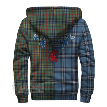 Bisset Tartan Sherpa Hoodie Happy St. Andrew's Day Half Tartan Style - Tartan Vibes Clothing