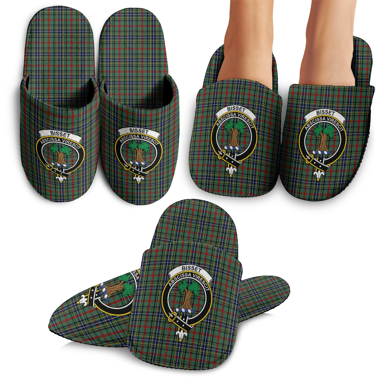 Bisset Tartan Home Slippers with Family Crest - Tartanvibesclothing