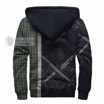 Bisset Tartan Sherpa Hoodie with Family Crest Cross Sword Thistle Celtic Vibes - Tartan Vibes Clothing