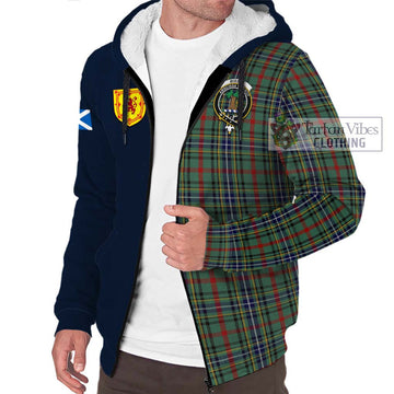 Bisset Tartan Sherpa Hoodie Alba with Scottish Lion Royal Arm Half Style - Tartan Vibes Clothing