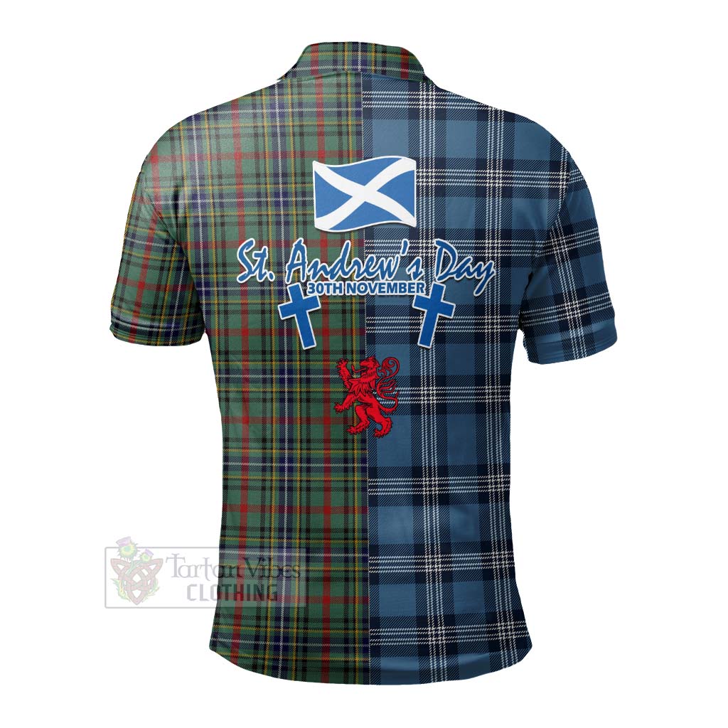 Bisset Tartan Polo Shirt Happy St. Andrew's Day Half Tartan Style - Tartan Vibes Clothing