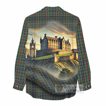 Bisset Tartan Family Crest Women's Casual Shirt with Scottish Ancient Castle Style - Tartan Vibes Clothing