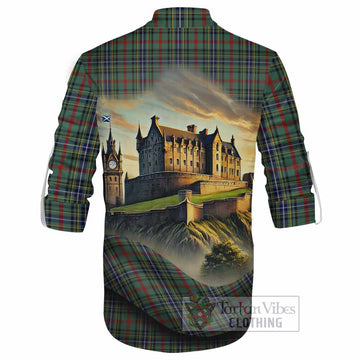 Bisset Tartan Family Crest Ghillie Kilt Shirt with Scottish Ancient Castle Style - Tartan Vibes Clothing