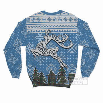 Bisset Clan Christmas Sweatshirt Celtic Reindeer Style - Tartan Vibes Clothing