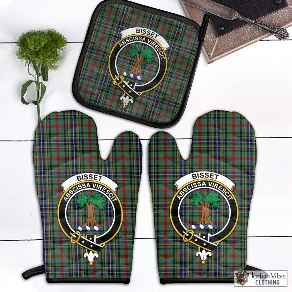 Bisset Tartan Combo Oven Mitt & Pot-Holder with Family Crest Black - Tartan Vibes Clothing