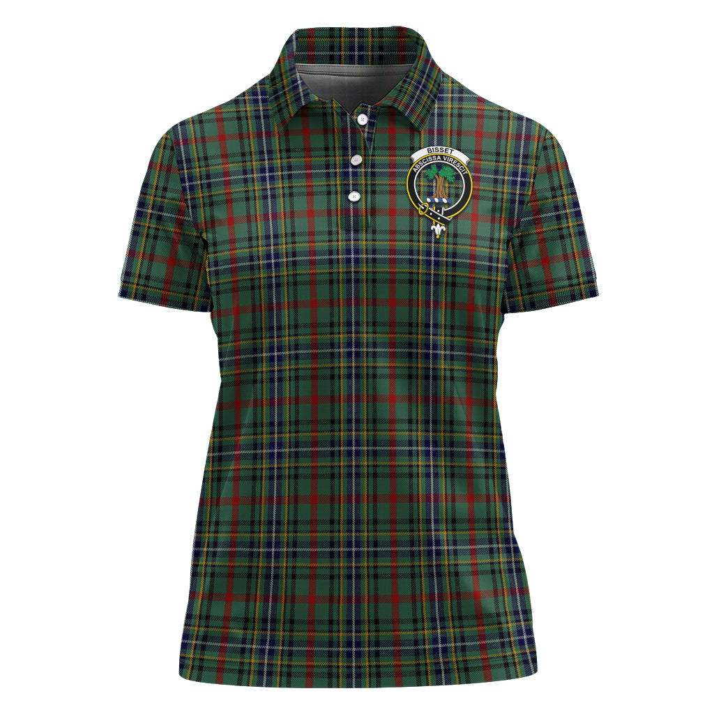 Bisset Tartan Polo Shirt with Family Crest For Women - Tartanvibesclothing