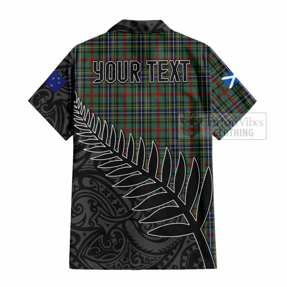 Bisset Crest Tartan Hawaiian Shirt with New Zealand Silver Fern Half Style - Tartan Vibes Clothing