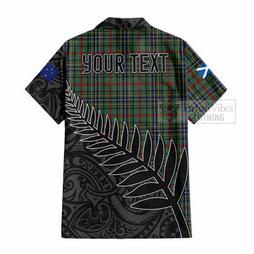Bisset Crest Tartan Hawaiian Shirt with New Zealand Silver Fern Half Style - Tartan Vibes Clothing