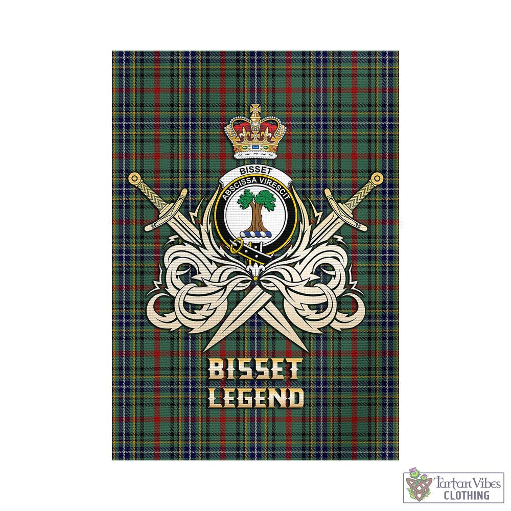 Tartan Vibes Clothing Bisset Tartan Flag with Clan Crest and the Golden Sword of Courageous Legacy