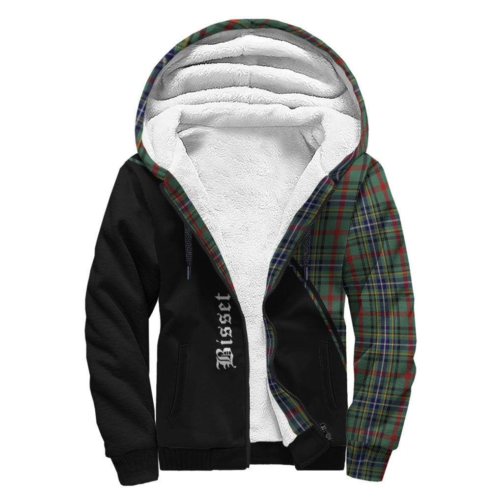 Bisset Tartan Sherpa Hoodie with Family Crest Curve Style - Tartanvibesclothing