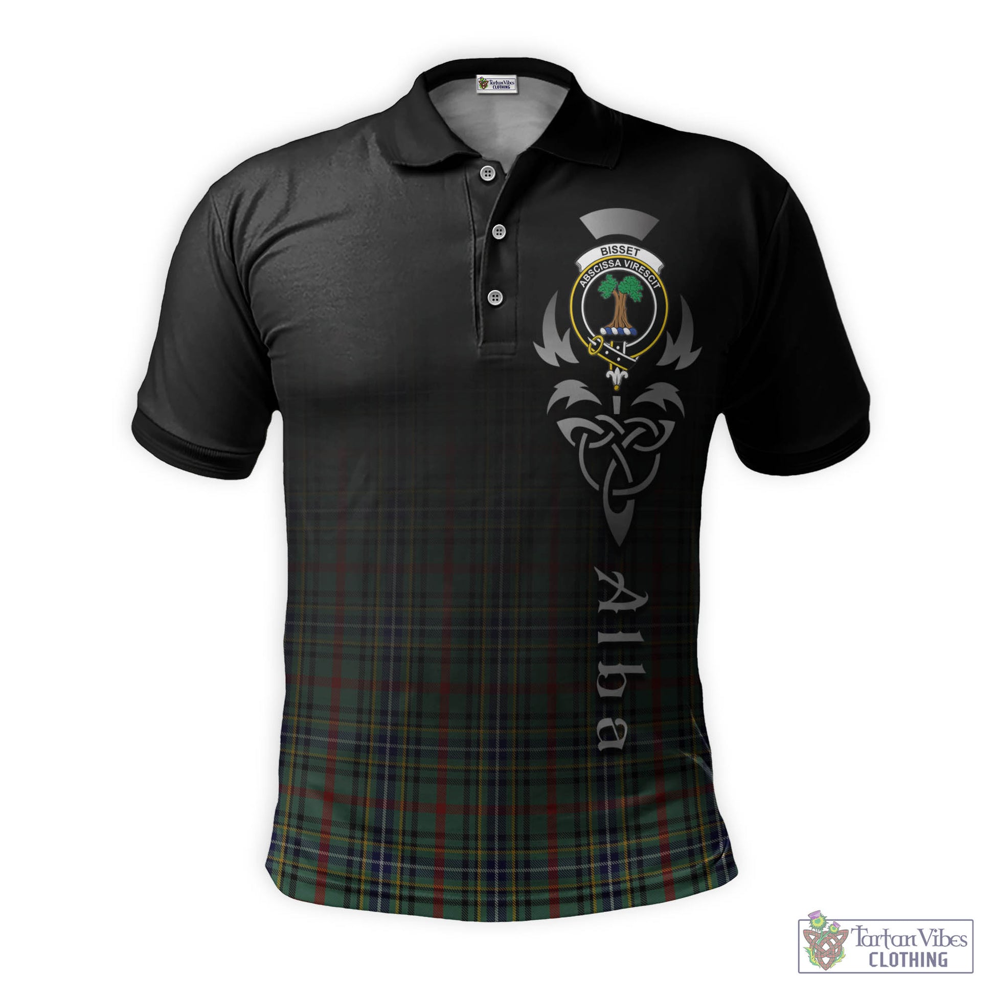 Tartan Vibes Clothing Bisset Tartan Polo Shirt Featuring Alba Gu Brath Family Crest Celtic Inspired