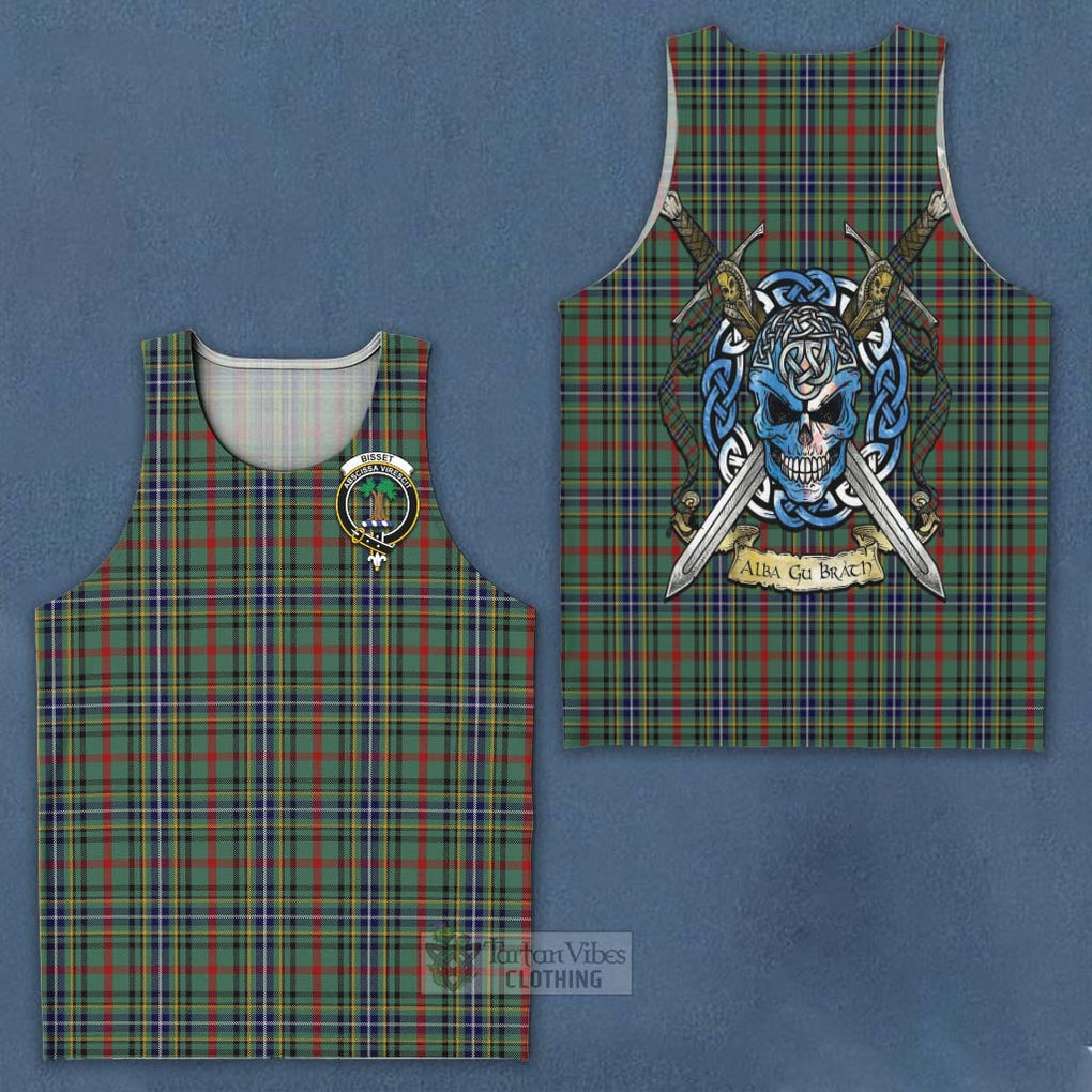 Bisset Tartan Men's Tank Top with Family Crest Celtic Skull Style - Tartan Vibes Clothing