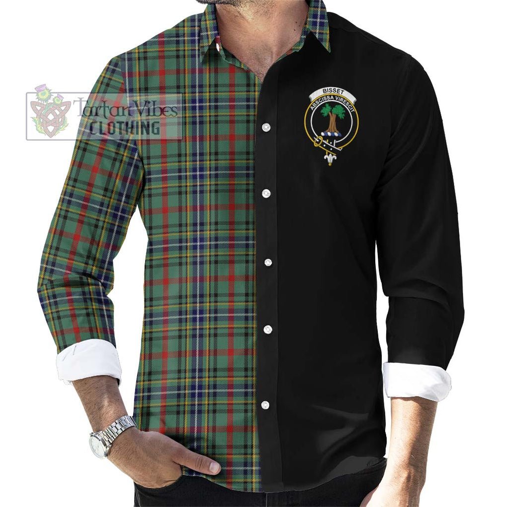 Bisset Tartan Long Sleeve Button Shirt with Family Crest and Half Of Me Style - Tartanvibesclothing Shop