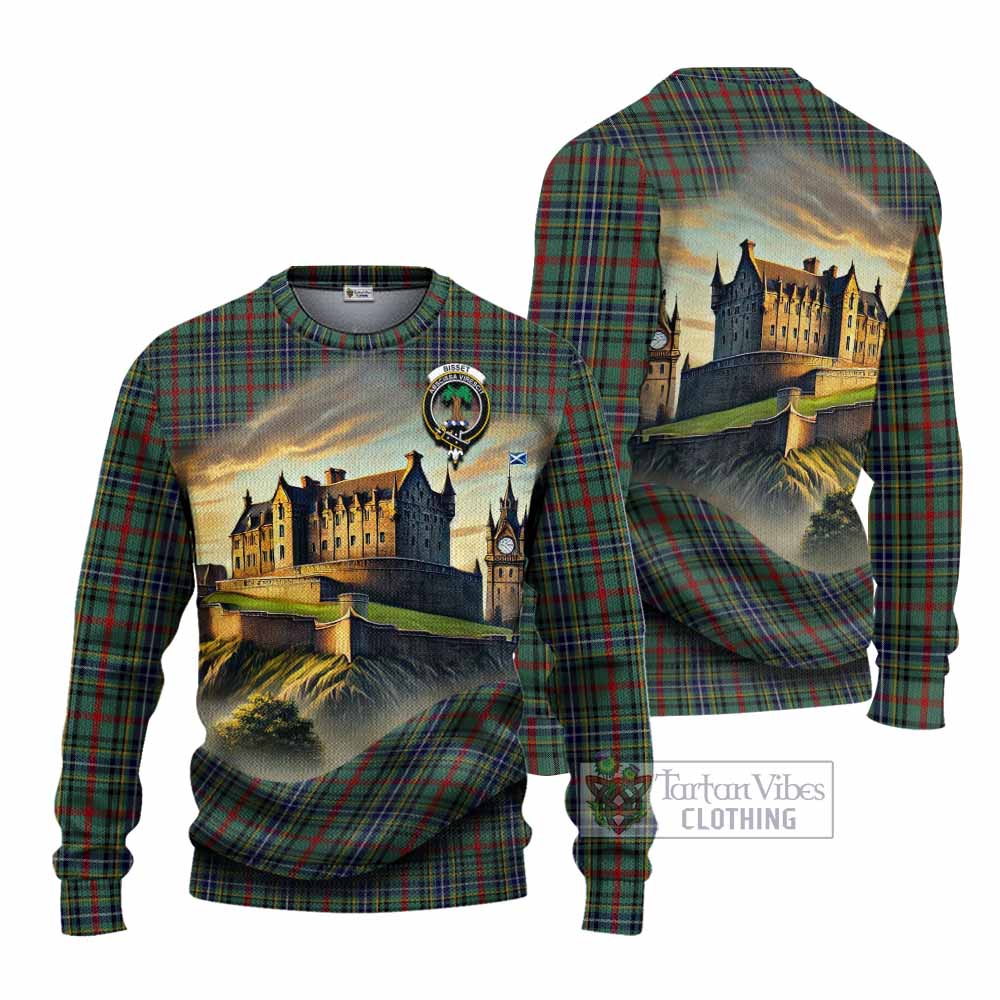 Bisset Tartan Family Crest Knitted Sweater with Scottish Ancient Castle Style - Tartan Vibes Clothing