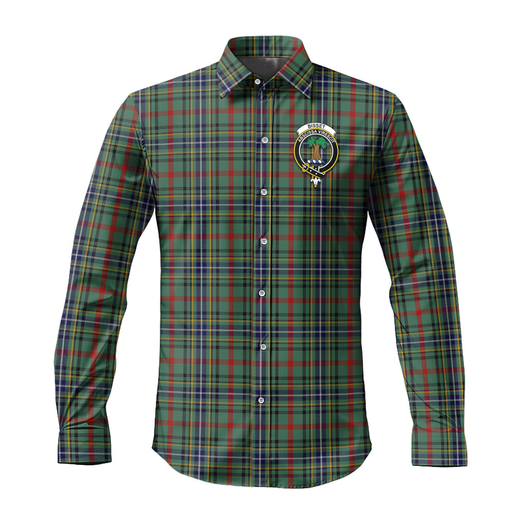Bisset Tartan Long Sleeve Button Up Shirt with Family Crest Men's Shirt - Tartan Vibes Clothing