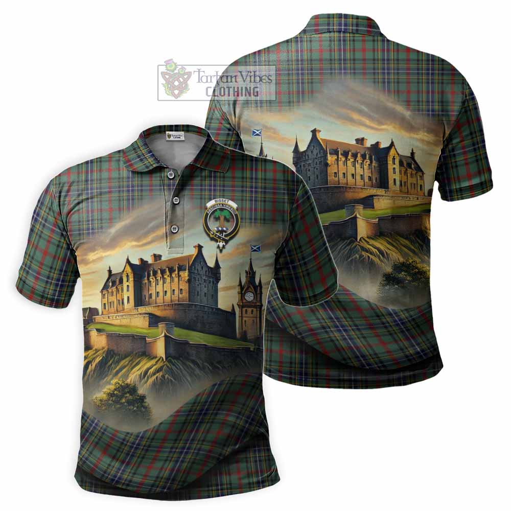 Tartan Vibes Clothing Bisset Tartan Family Crest Polo Shirt with Scottish Ancient Castle Stype