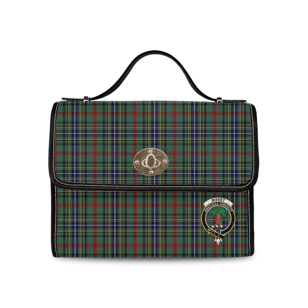 Bisset Tartan Leather Strap Waterproof Canvas Bag with Family Crest - Tartanvibesclothing