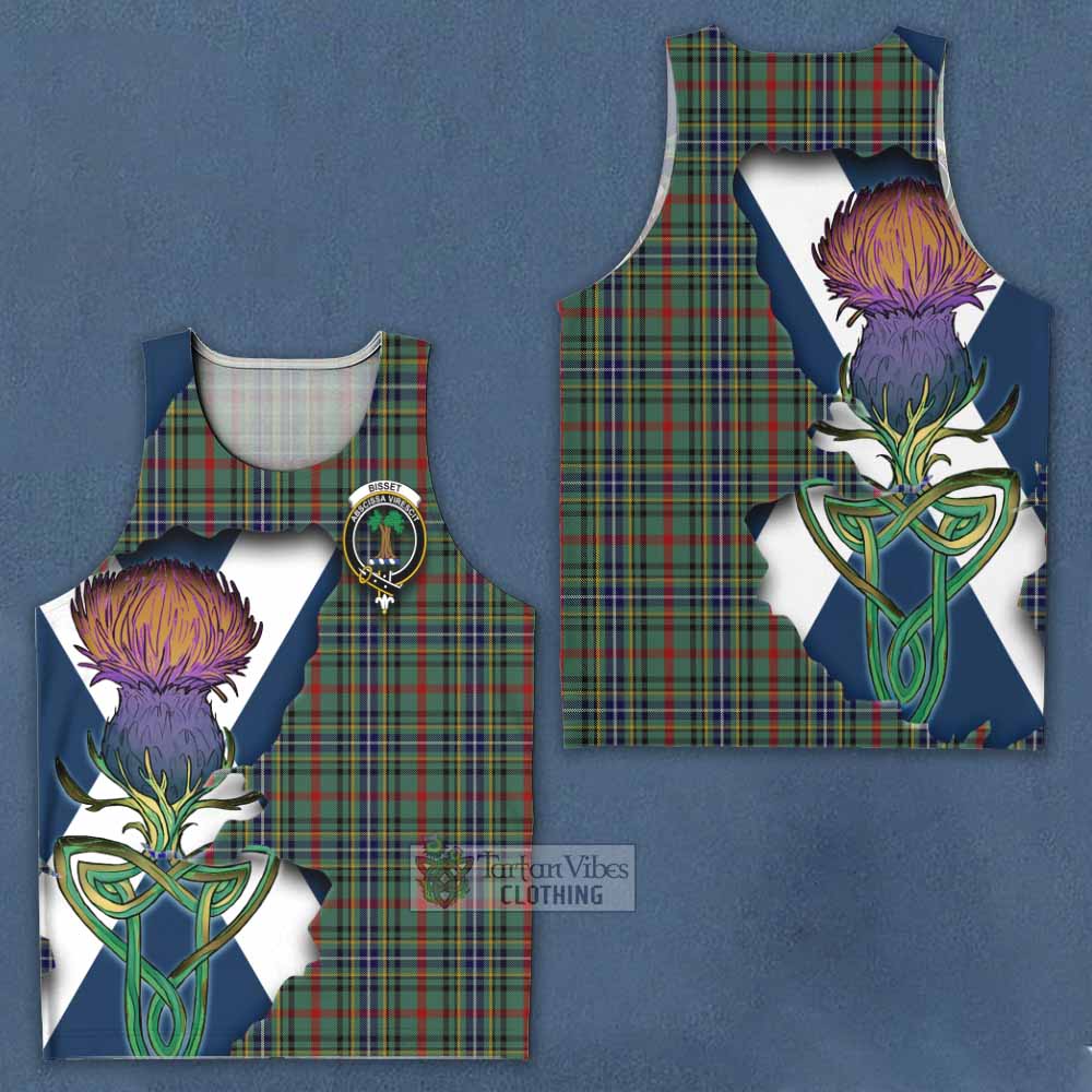 Tartan Vibes Clothing Bisset Tartan Family Crest Men's Tank Top Scottish Thistle Celtic Inspired