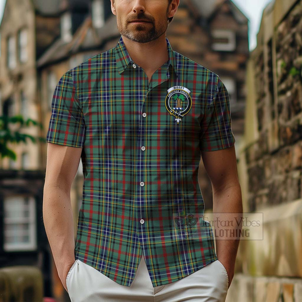 Bisset Tartan Hawaiian Shirt with Family Crest Celtic Skull Style - Tartan Vibes Clothing