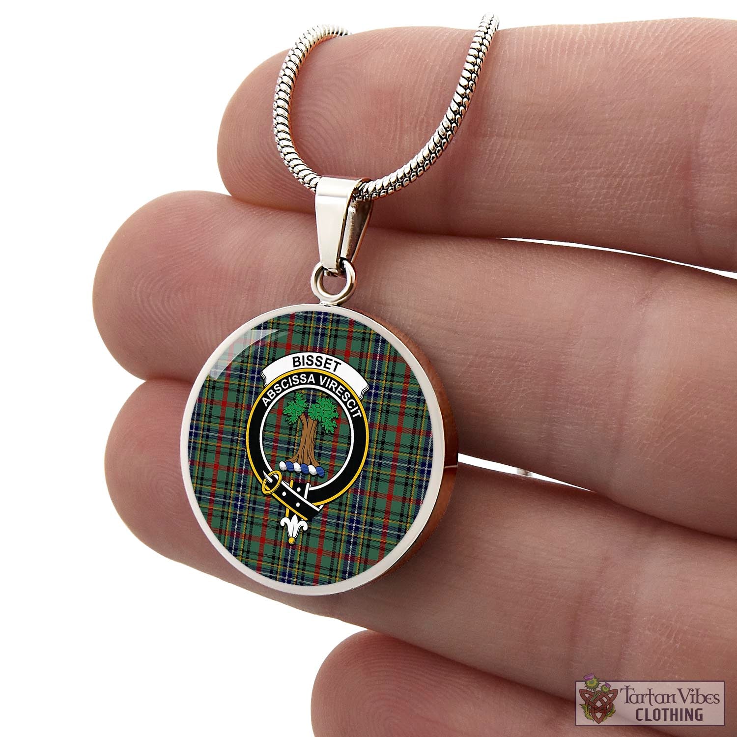 Tartan Vibes Clothing Bisset Tartan Circle Necklace with Family Crest