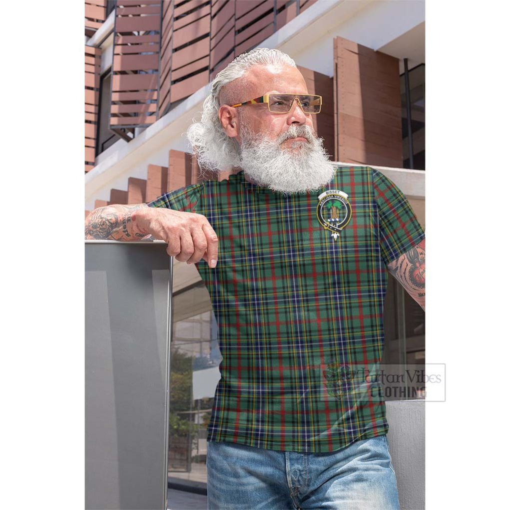 Bisset Tartan Cotton T-shirt with Family Crest Celtic Skull Style - Tartan Vibes Clothing