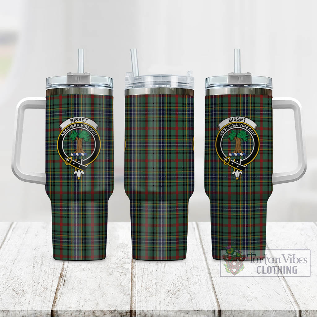 Bisset Tartan Tumbler with Handle with Family Crest - Tartan Vibes Clothing