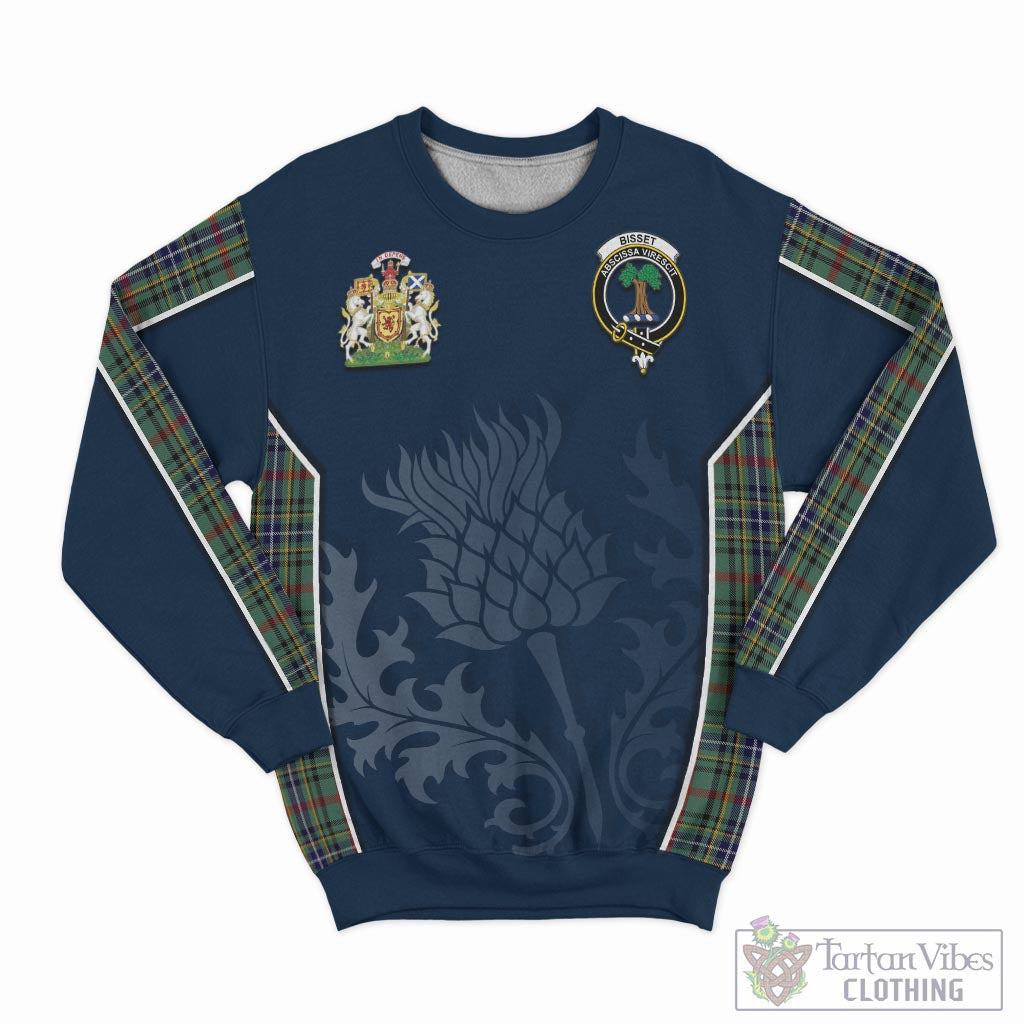 Bisset Tartan Sweatshirt with Family Crest and Scottish Thistle Vibes Sport Style - Tartan Vibes Clothing
