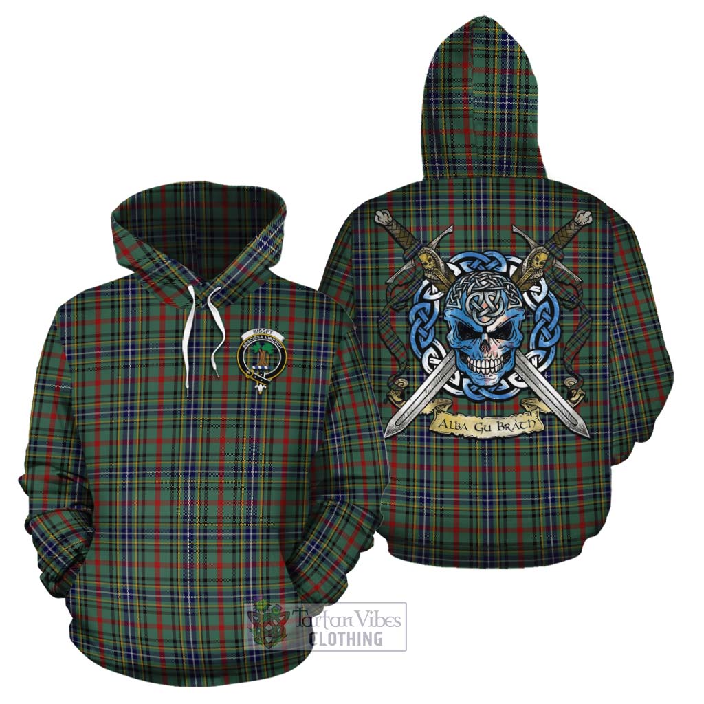 Bisset Tartan Cotton Hoodie with Family Crest Celtic Skull Style Zip Hoodie - Tartan Vibes Clothing
