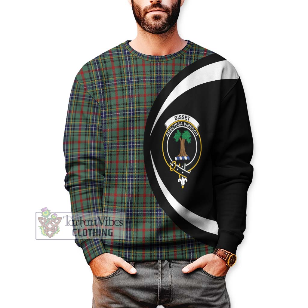 Bisset Tartan Sweatshirt with Family Crest Circle Style - Tartan Vibes Clothing