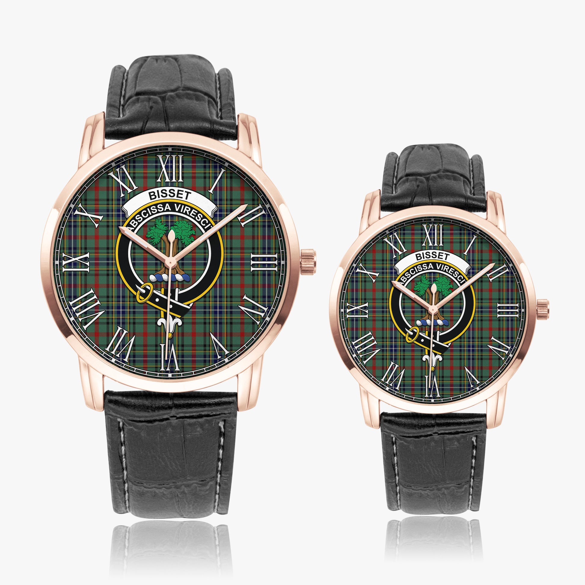 Bisset Tartan Family Crest Leather Strap Quartz Watch - Tartan Vibes Clothing