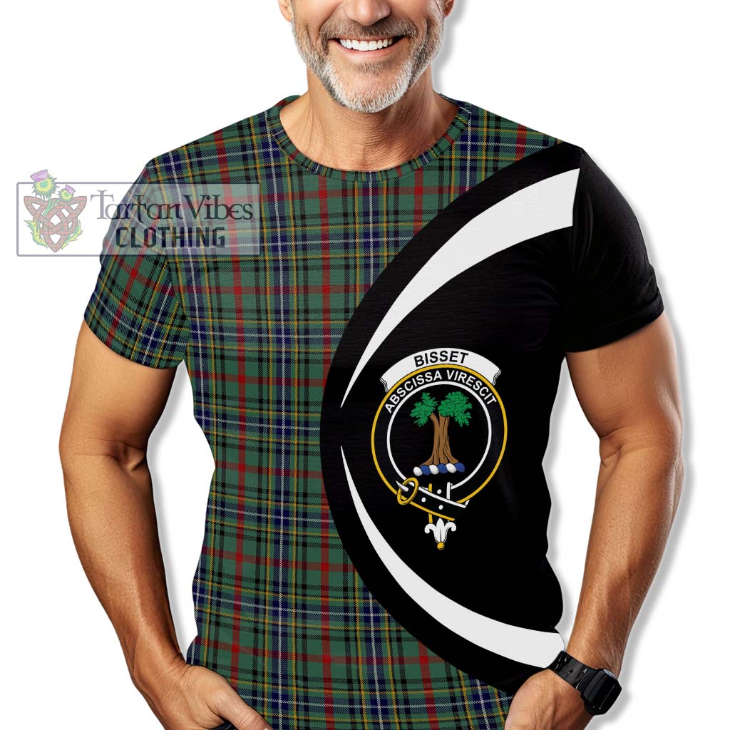 Bisset Tartan T-Shirt with Family Crest Circle Style - Tartan Vibes Clothing