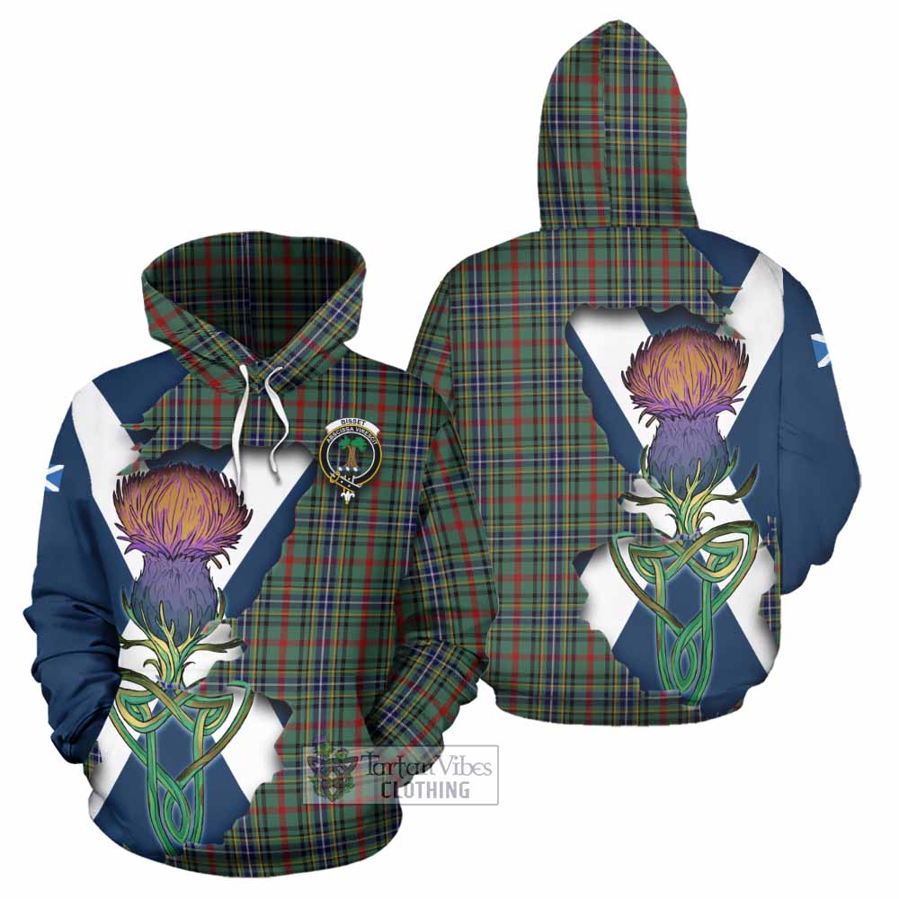 Tartan Vibes Clothing Bisset Tartan Family Crest Hoodie Scottish Thistle Celtic Inspired