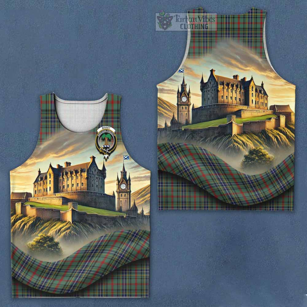 Bisset Tartan Family Crest Men's Tank Top with Scottish Ancient Castle Style - Tartan Vibes Clothing