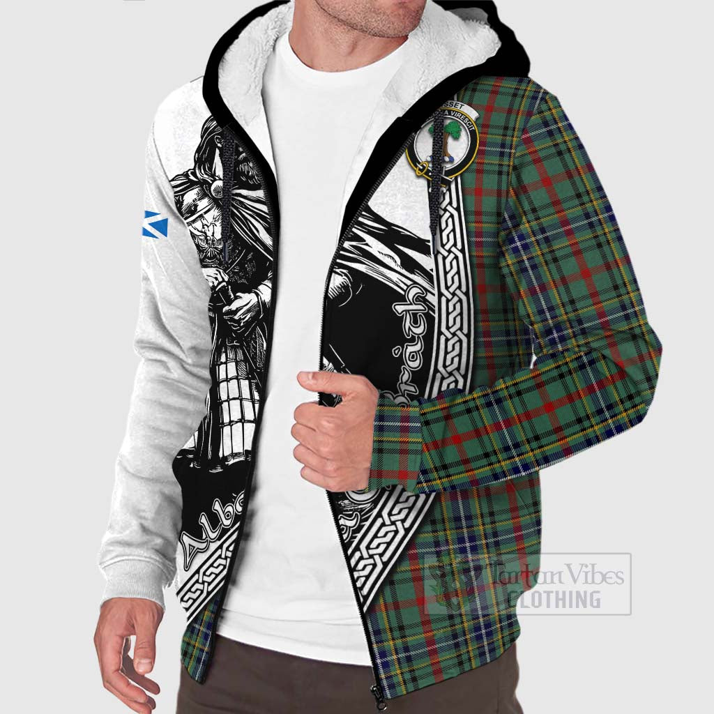 Bisset Tartan Clan Crest Sherpa Hoodie with Highlander Warrior Celtic Style Unisex - Tartan Vibes Clothing
